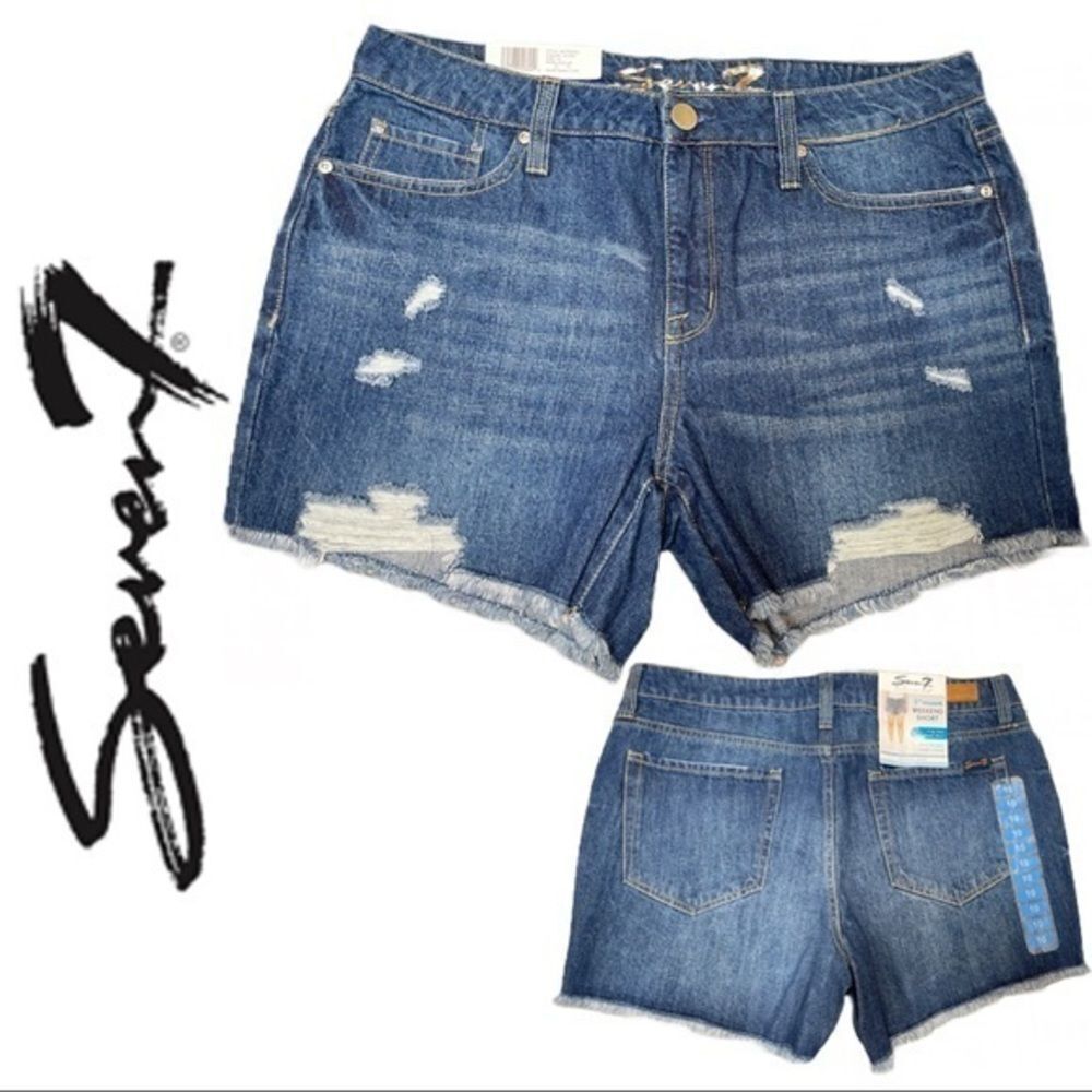Seven7 Weekend Distressed Jean Shorts - 5” Inseam‎